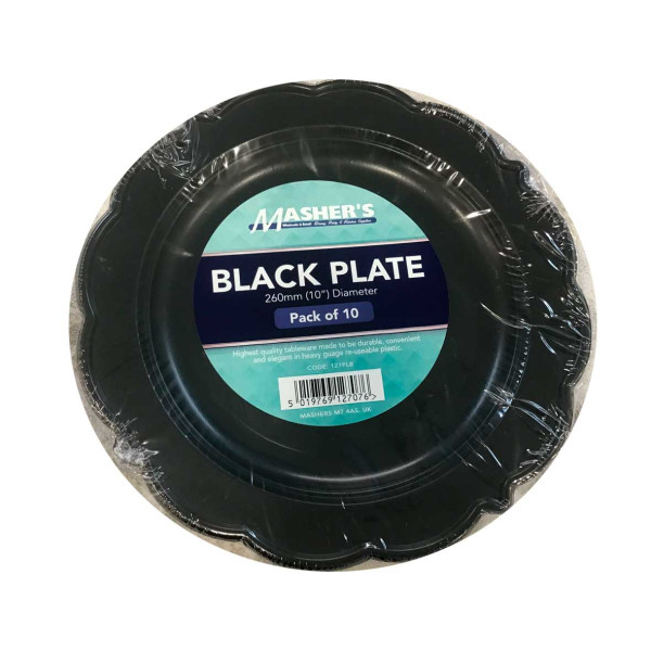 MASHERS BLACK PLATE 10" 10 PACK