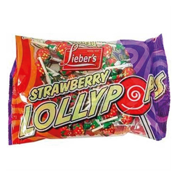 LIEBERS STRAWBERRY LOLLYPOPS 340G