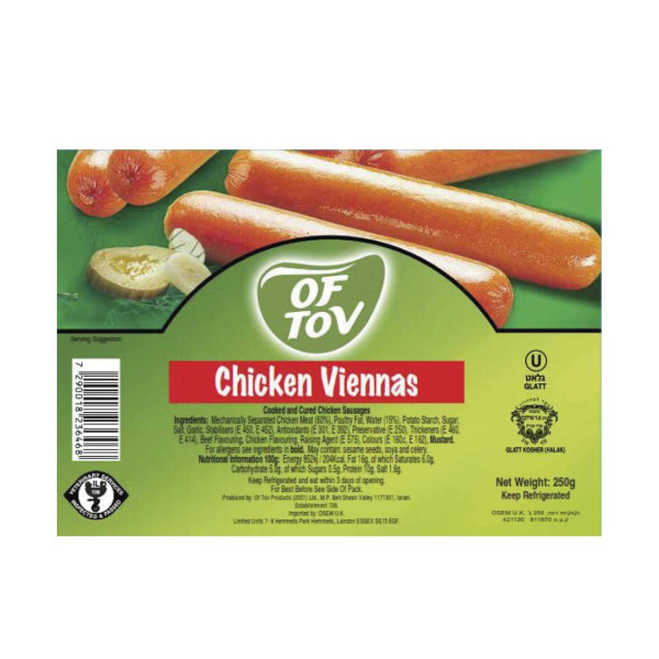 OF TOV CHICKEN VIENNAS 250GR
